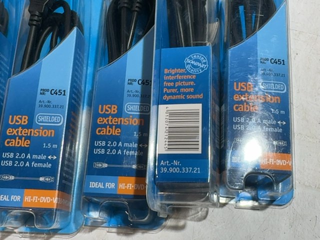 Ca. 10x usb 2.0 verlengkabel, scanpart, zwart, 1,5 meter - afbeelding 4 van  4