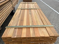 Ca. 112x pakoeli planken geschaafd, 16x90mm, lengte 300cm