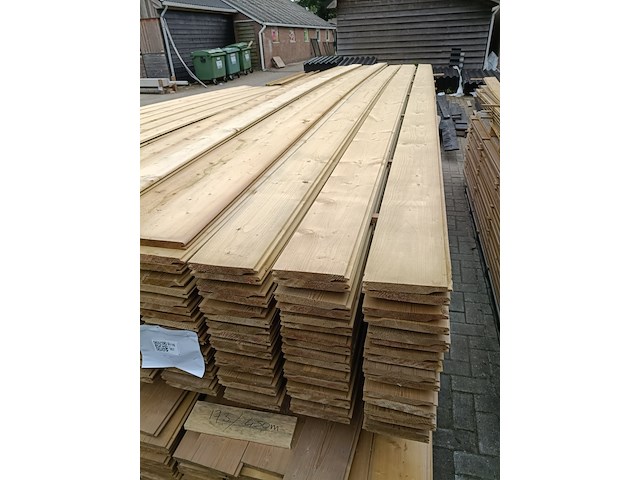 Ca. 113x vuren geïmpregneerde rabatdelen lengte 450 cm, scandinavisch vuren - afbeelding 1 van  3