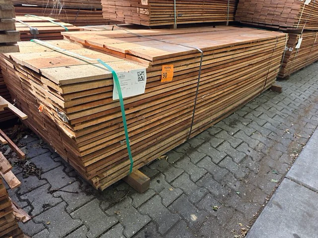Ca. 115x guyana teak beschoeiingsplanken, 20x200mm, lengte 10/250cm, 105/300cm - afbeelding 4 van  4