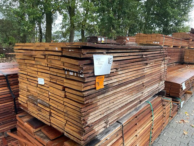 Ca. 115x guyana teak beschoeiingsplanken, 20x200mm, lengte 200cm - afbeelding 4 van  4