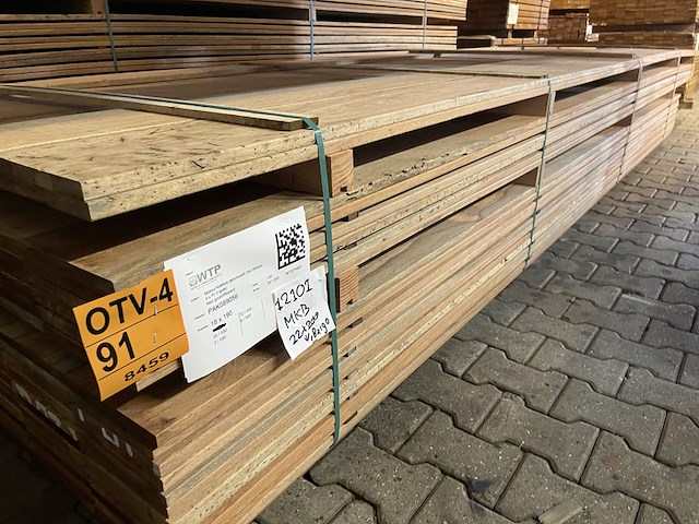 Ca. 116x angelim pedra country grade planken geschaafd, 18x140mm, lengte 72/400cm, 35/450cm, 6/500cm, 3/550cm - afbeelding 2 van  3