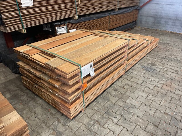 Ca. 116x angelim pedra country grade planken geschaafd, 18x190mm, lengte 16/150cm, 15/200cm, 12/250cm, 22/300cm, 51/350cm - afbeelding 3 van  3