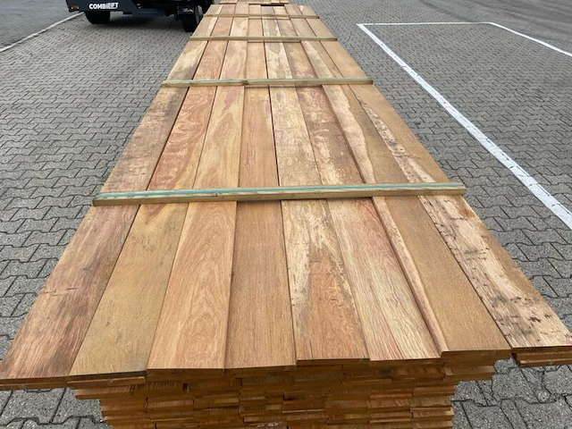 Ca. 117x pakoeli planken geschaafd, 16x140mm, lengte 103/450cm, 14/500cm - afbeelding 1 van  3
