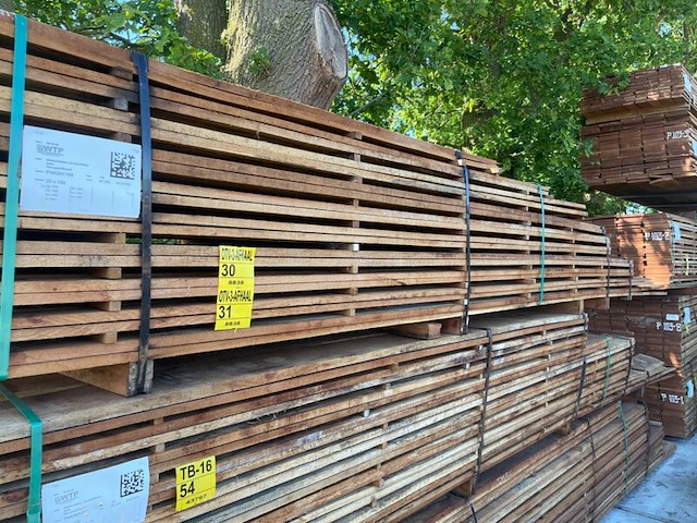Ca. 118x angelim pedra beschoeiingsplanken, 20x100mm, lengte 16/200cm, 19/250cm, 29/300cm, 54/350cm - afbeelding 2 van  3