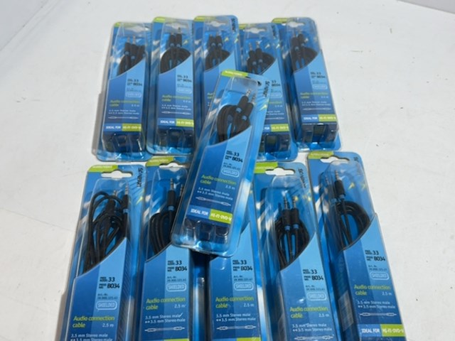 Ca. 11x audiokabel 3,5 mm jack male naar 3,5 mm jack male, scanpart, zwart, 2,5 meter - afbeelding 2 van  3