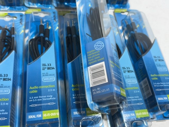 Ca. 11x audiokabel 3,5 mm jack male naar 3,5 mm jack male, scanpart, zwart, 2,5 meter - afbeelding 3 van  3