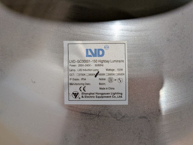 Ca. 11x inductielamp, lvd, gc00001-150 highbay luminaire - afbeelding 6 van  7