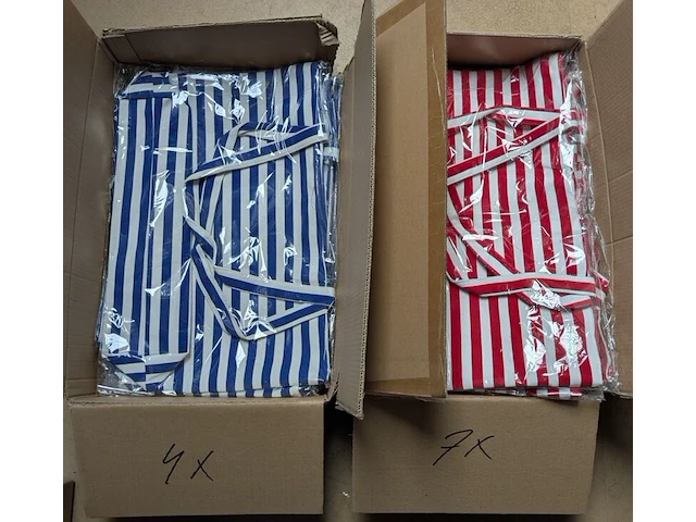 Ca. 11x zomertas gestreept, blauw / rood - afbeelding 1 van  3