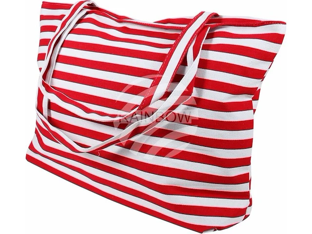 Ca. 11x zomertas gestreept, blauw / rood - afbeelding 3 van  3