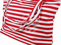 Ca. 11x zomertas gestreept, blauw / rood - afbeelding 3 van  3