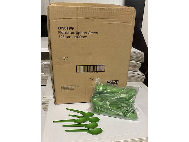 Ca. 12000x plantware composteerbare koffie lepels, groen - afbeelding 2 van  5