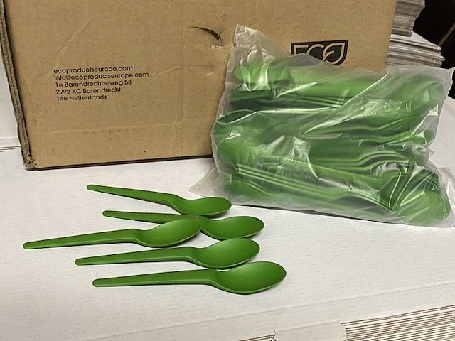 Ca. 12000x plantware composteerbare koffie lepels, groen - afbeelding 3 van  5