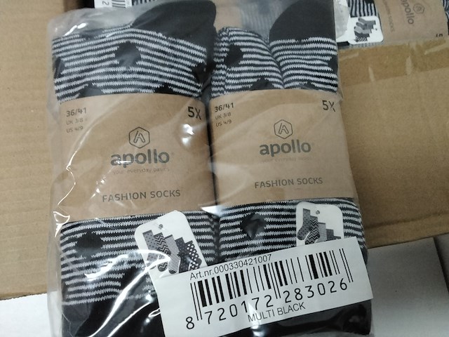 Ca. 120x paar dames sokken, apollo, zwart/wit - afbeelding 2 van  3