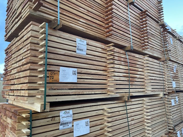 Ca. 124x douglas planken fijnbezaagd, 22x200mm, lengte 300cm - afbeelding 4 van  4