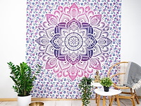 Ca. 12x authentiek wandkleed katoen blauw/ rood mandala - afbeelding 2 van  4