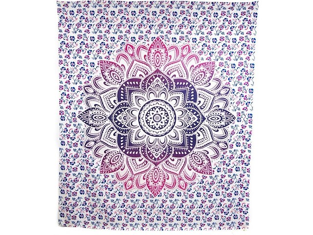 Ca. 12x authentiek wandkleed katoen blauw/ rood mandala - afbeelding 3 van  4