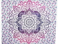 Ca. 12x authentiek wandkleed katoen blauw/ rood mandala - afbeelding 3 van  4