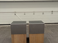 Ca. 12x bijzettafel hout met rvs blad - afbeelding 3 van  3