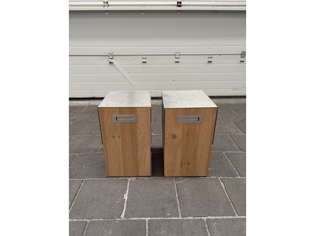Ca. 12x bijzettafel hout met rvs blad - afbeelding 1 van  3