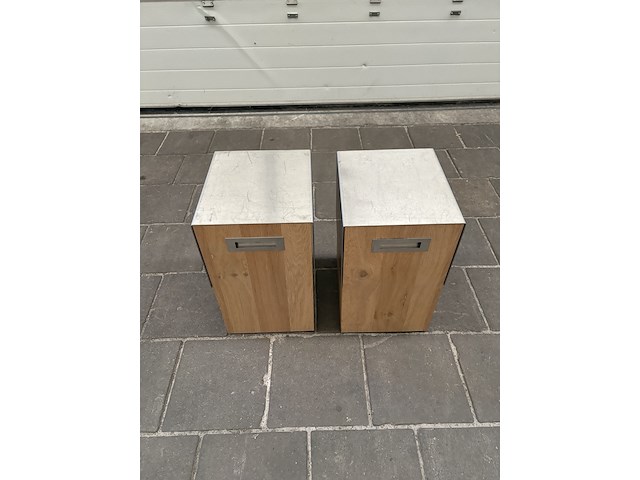 Ca. 12x bijzettafel hout met rvs blad - afbeelding 2 van  3