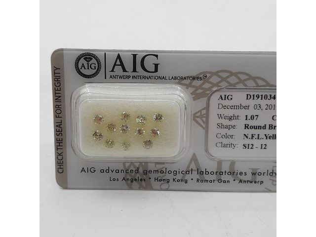 Ca. 12x briljant geslepen diamant, totaal 1,07 karaats (si2-piqu#) - afbeelding 2 van  9