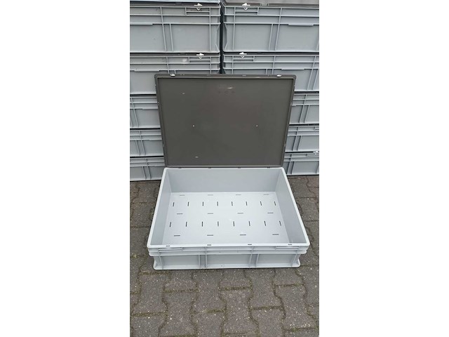 Ca. 12x grote bakken met deksel, engels, grijs / chroom - afbeelding 2 van  4