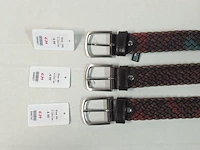 Ca. 12x heren riemen, elastisch en gevlochten, bordeaux, bruin, zwart, diverse maten