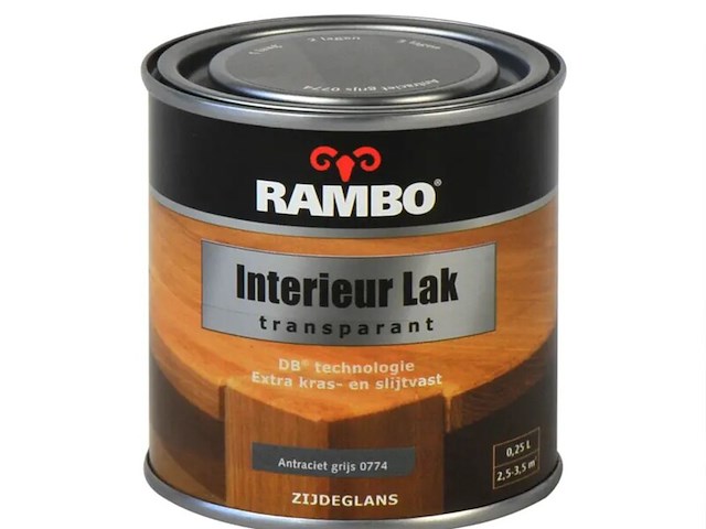 Ca. 12x interieur lak zijdeglans rambo, antraciet grijs, transparant 250 ml - afbeelding 2 van  2