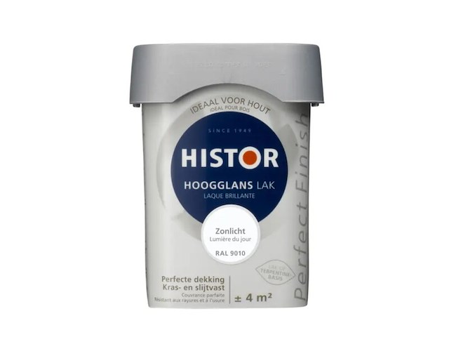 Ca. 12x lak hoogglans histor, perfect finish, zonlicht ral 9010, 250 ml - afbeelding 2 van  2