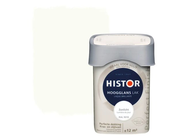 Ca. 12x lak hoogglans histor, perfect finish, zonlicht ral 9010, 750 ml - afbeelding 1 van  2