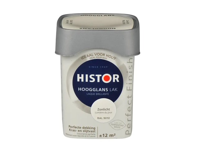 Ca. 12x lak hoogglans histor, perfect finish, zonlicht ral 9010, 750 ml - afbeelding 2 van  2