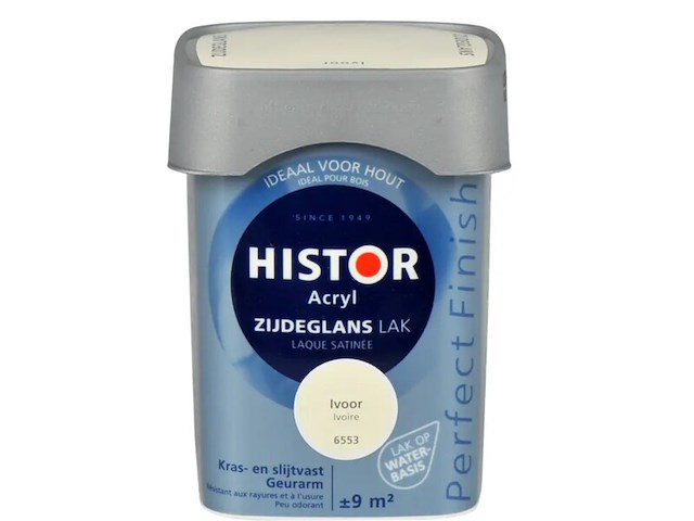 Ca. 12x lak waterbasis zijdeglans histor, perfect finish, ivoor, 750 ml - afbeelding 2 van  2