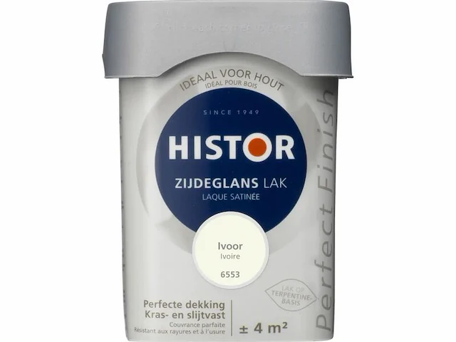 Ca. 12x lak zijdeglans, histor, perfect finish, ivoor, 250 ml - afbeelding 2 van  2