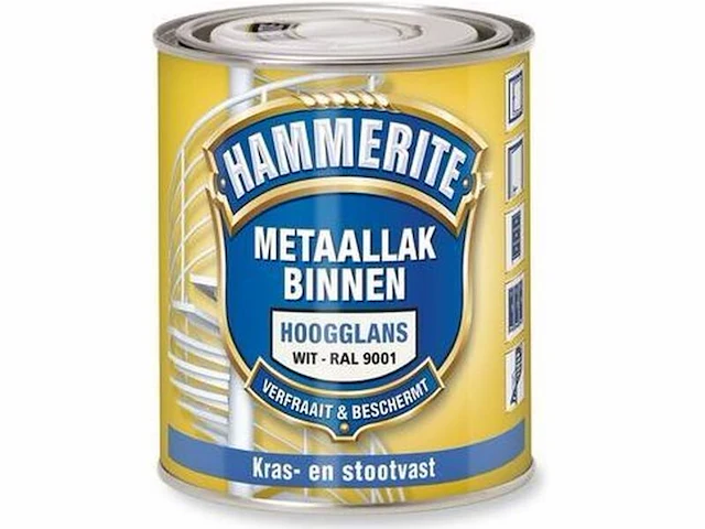 Ca. 12x metaallak binnen hoogglans, hammerite, creme wit, 500 ml - afbeelding 1 van  2