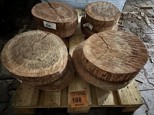 Ca. 12x pallet rosewood schijven, diverse afmetingen - afbeelding 1 van  4
