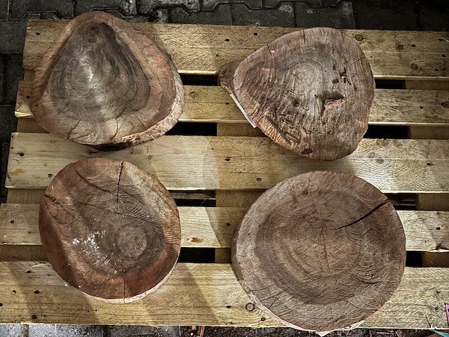 Ca. 12x pallet rosewood schijven, diverse afmetingen - afbeelding 2 van  4