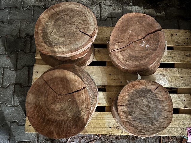 Ca. 12x pallet rosewood schijven, diverse afmetingen - afbeelding 4 van  4