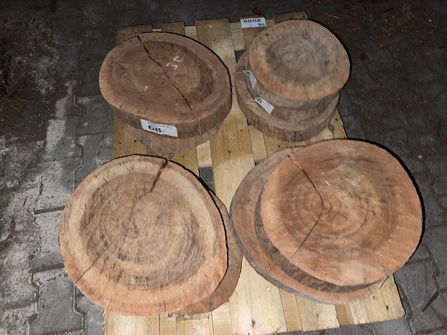 Ca. 12x pallet rosewood schijven, diverse maten - afbeelding 3 van  3