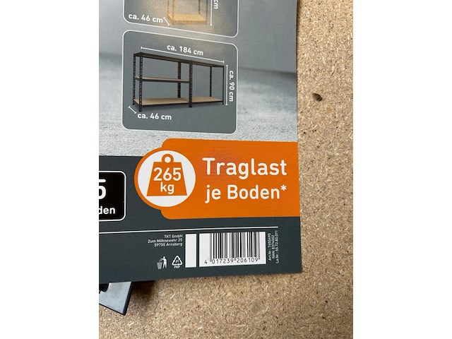 Ca. 12x stellingkast draagkracht per legplank 265 kg - afbeelding 5 van  5
