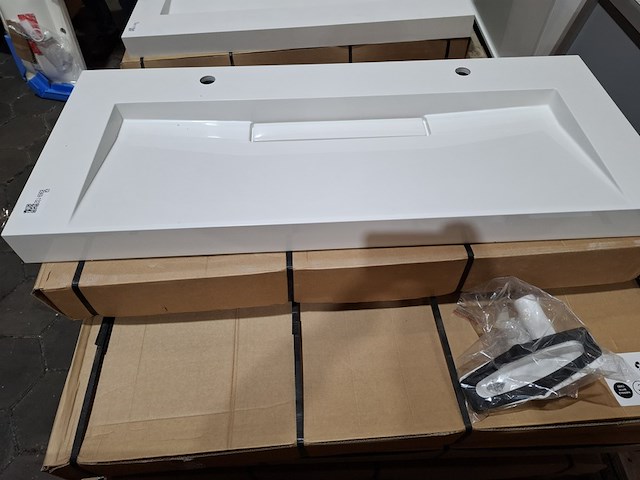 Ca. 12x wastafel sienna 1200, glans wit - afbeelding 2 van  7