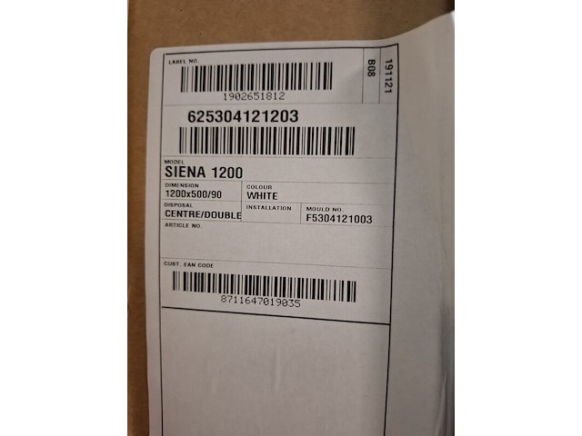 Ca. 12x wastafel sienna 1200, glans wit - afbeelding 7 van  7