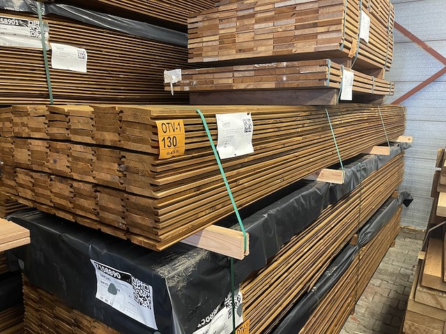 Ca. 130x channelsiding bruin geïmpregneerd, 18x140mm, lengte 420cm - afbeelding 4 van  4