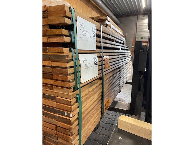 Ca. 132x angelim pedra planken geschaafd, 21x90mm, lengte 33/125cm, 22/155cm, 77/185cm - afbeelding 2 van  3