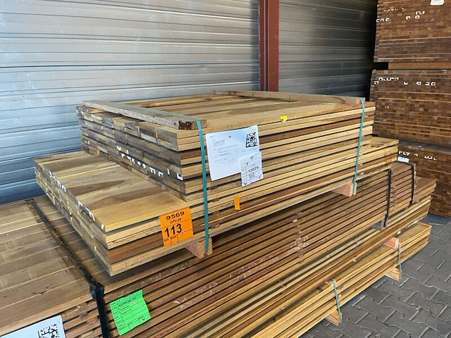Ca. 132x guyana ipé planken geschaafd country grade, 18x140mm, lengte 78/100cm, 54/150cm - afbeelding 2 van  3