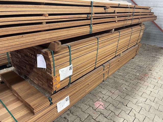 Ca. 132x guyana teak planken geschaafd, 21x90mm, lengte 335cm - afbeelding 4 van  4