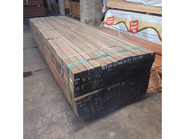 Ca. 135x hardhouten paal, 7 x 7 x 350 cm - afbeelding 1 van  6