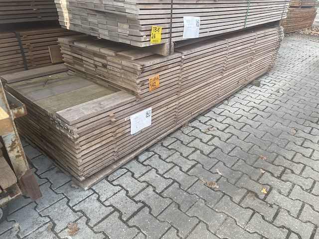 Ca. 138x guyana teak beschoeiingsplanken, 20x150mm, lengte 52/300cm, 86/350cm - afbeelding 4 van  4