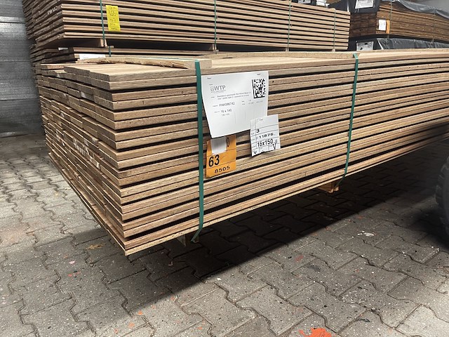 Ca. 138x guyana teak planken geschaafd , 16x140mm, lengte 450cm - afbeelding 2 van  3