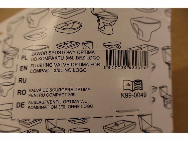 Ca. 13x spoelventiel voor toiletreservoir cersanit , flush valve (optima) , wit - afbeelding 2 van  7
